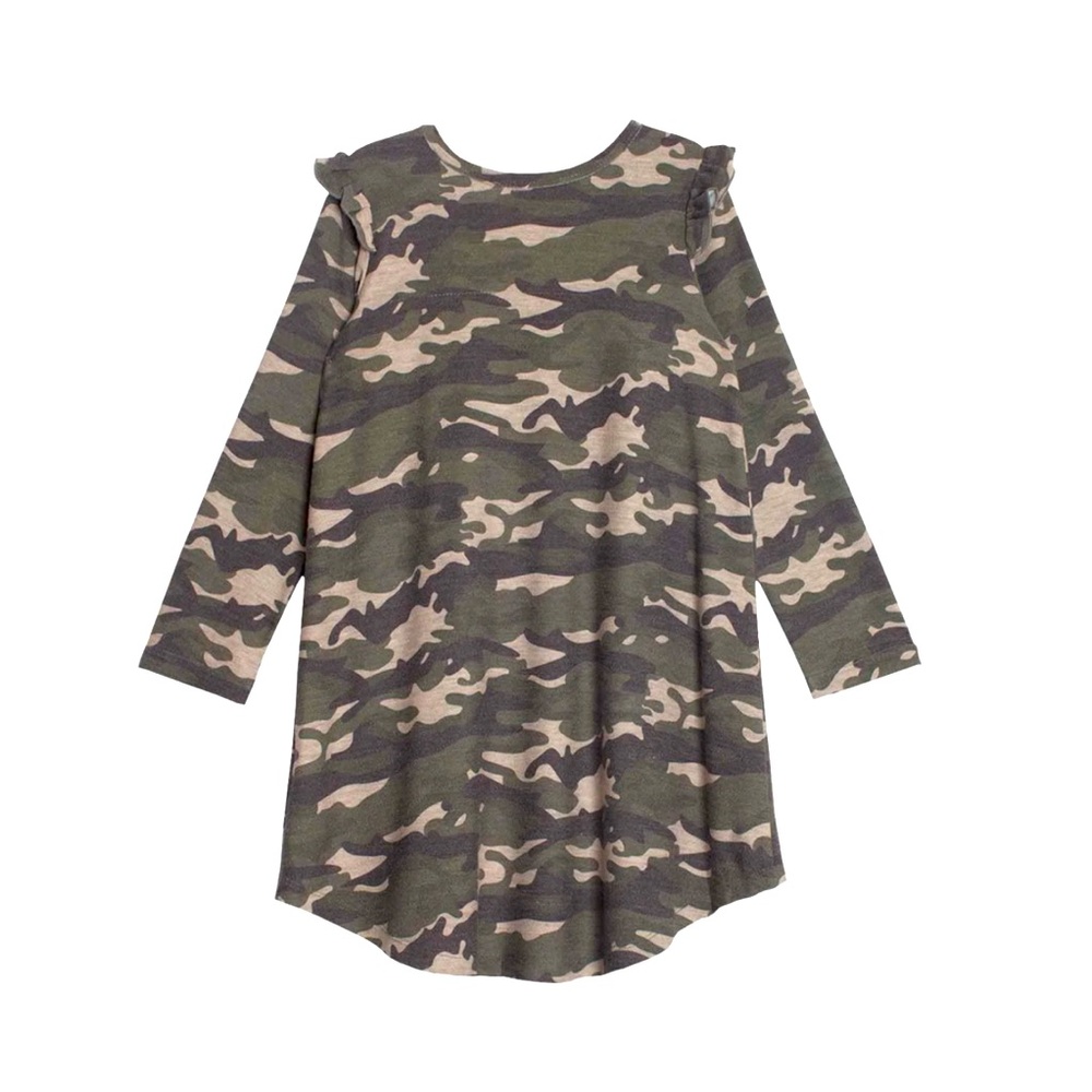 Camo ruffle long sleeve emersyn dress!😗